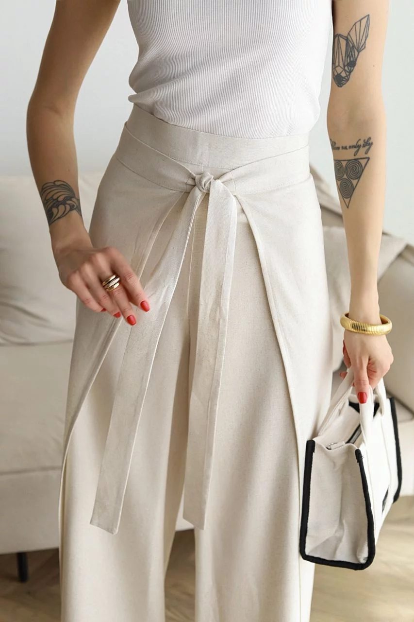 Wide-cut linen pants