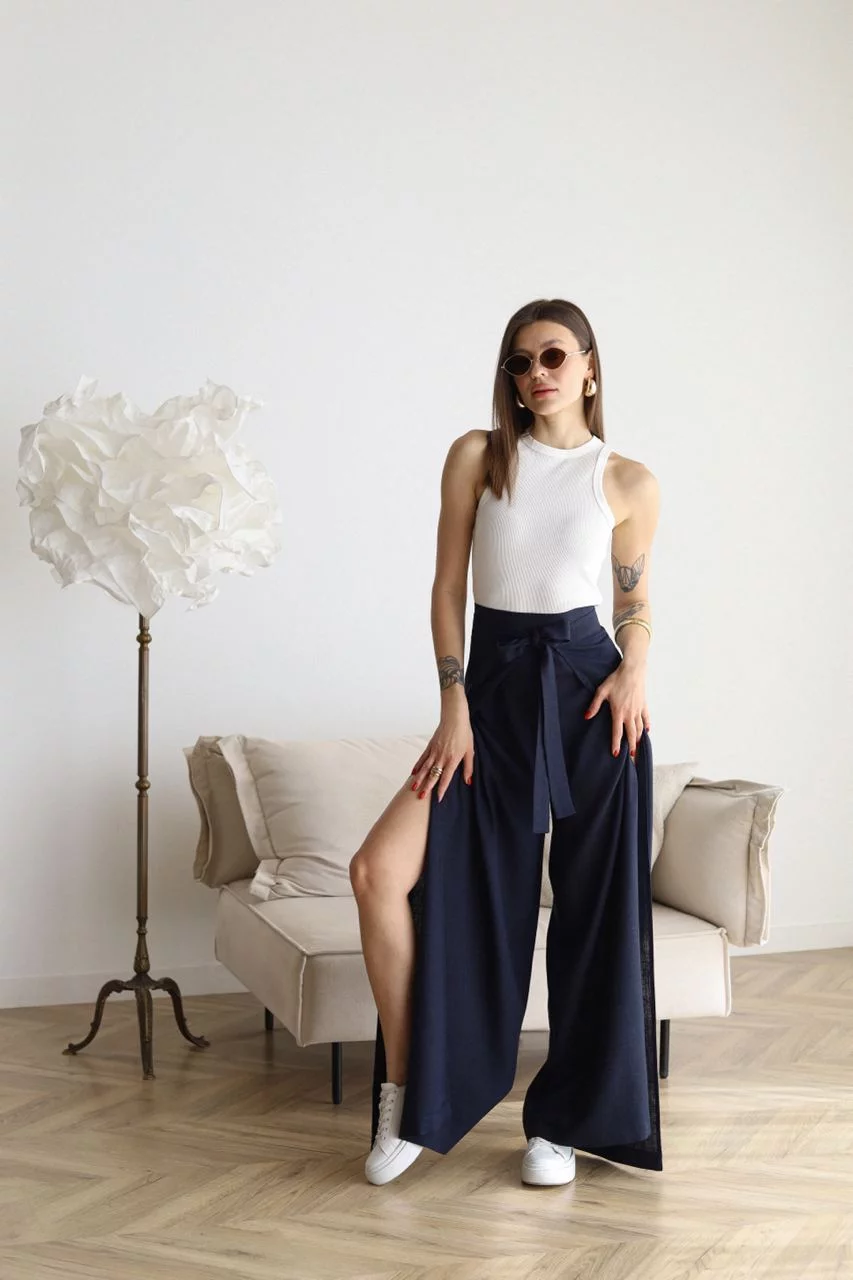 Wide-cut linen pants