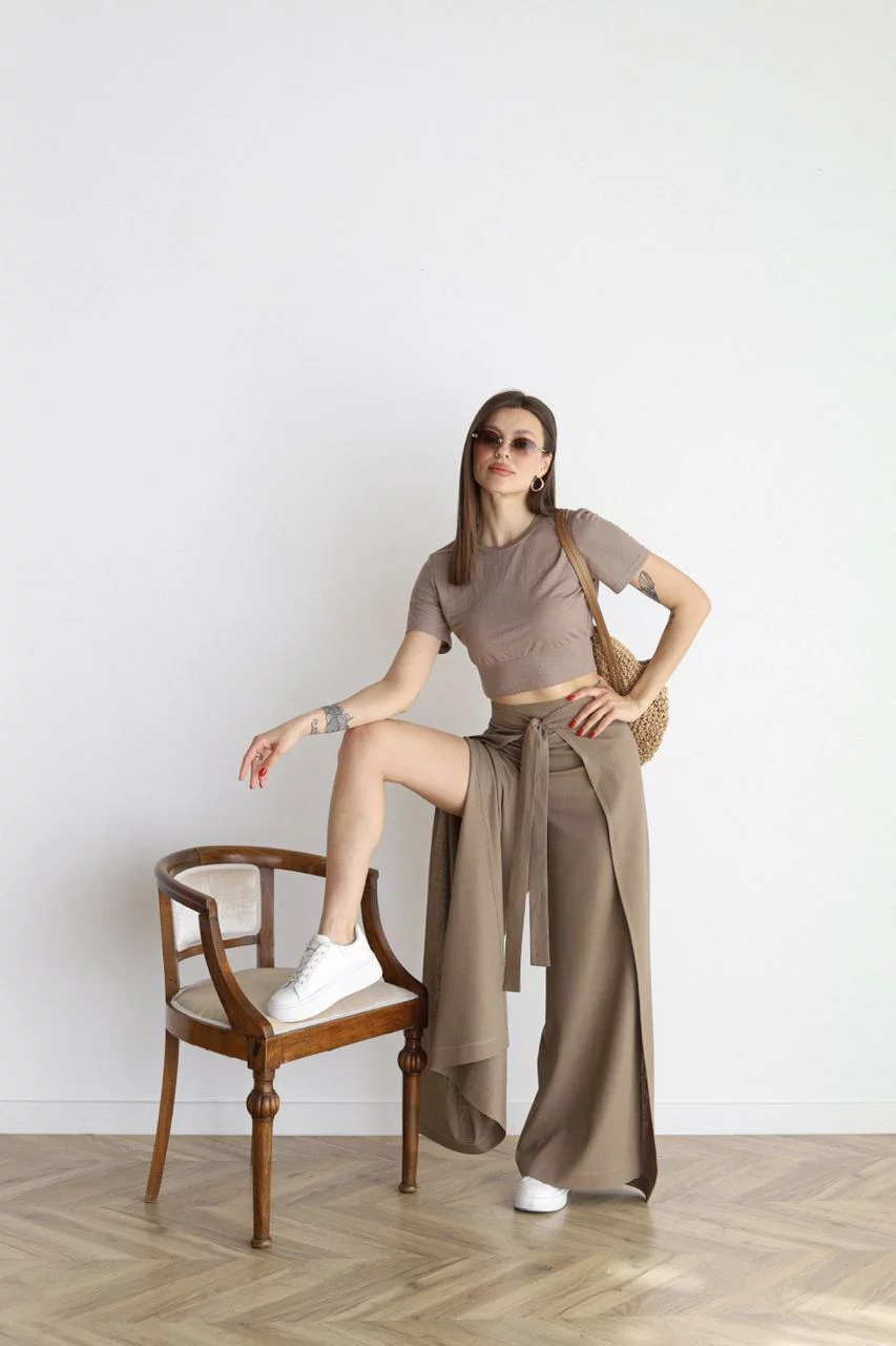 Wide-cut linen pants