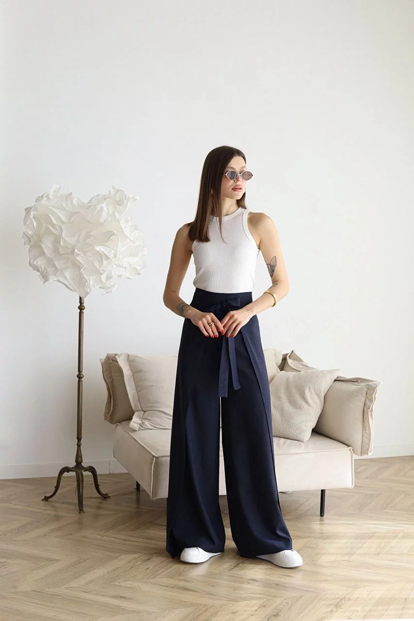 Wide-cut linen pants