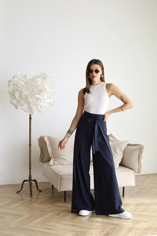 Wide-cut linen pants